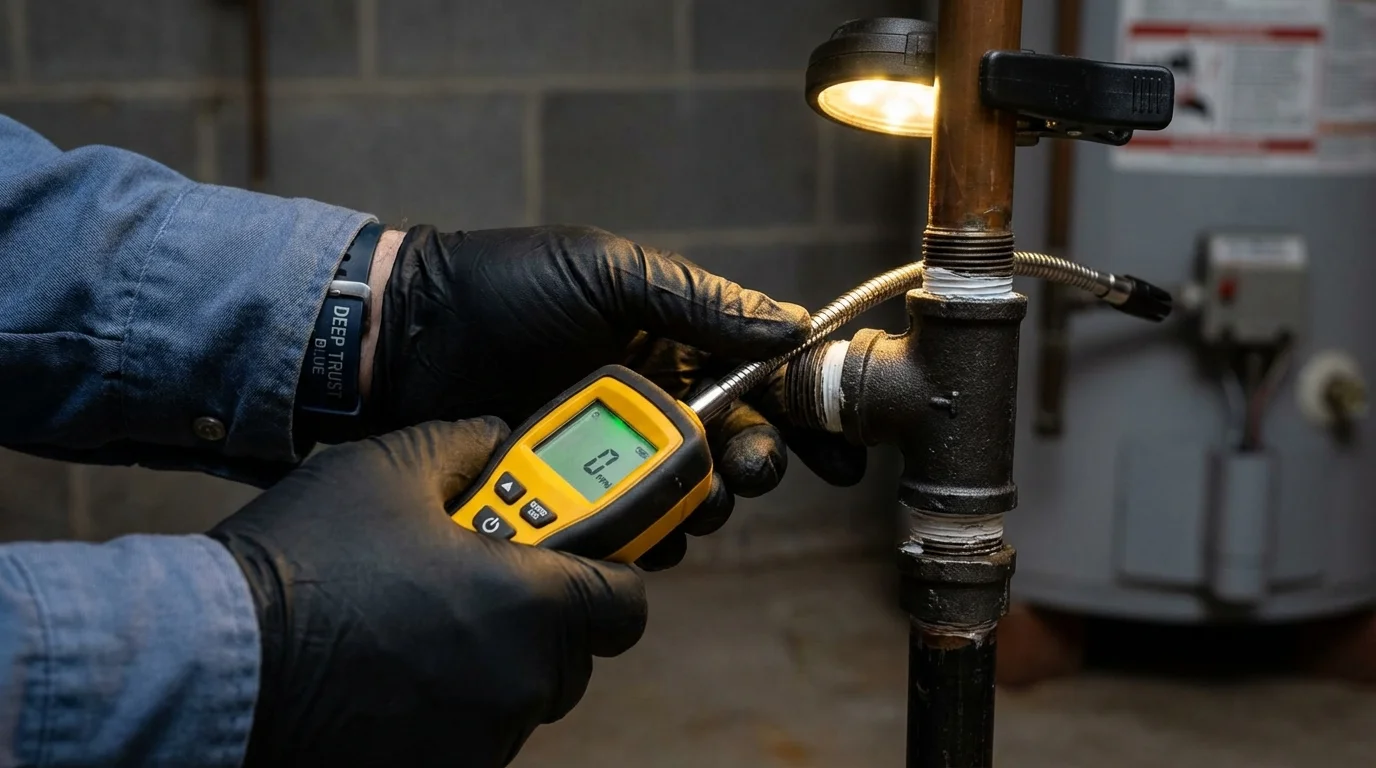 Gas leak detection with electronic sniffer by Johns Plumbing LLC in Fisher